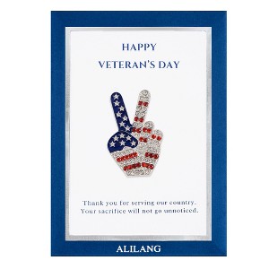 Anna-Kaci Flag Peace Sign Red White Blue Brooch Pin with Patriotic Gift Message Card & Envelope Jewelry Gifts - 1 of 4