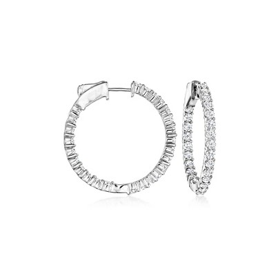 Ross-Simons 2.00 ct. t.w. Diamond Inside-Outside Hoop Earrings in 14kt White Gold