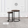 Nathan James Lula Nesting Round Side Tables Nutmeg/Black: Set of 2, Laminate Wood, Metal Frame - 3 of 4