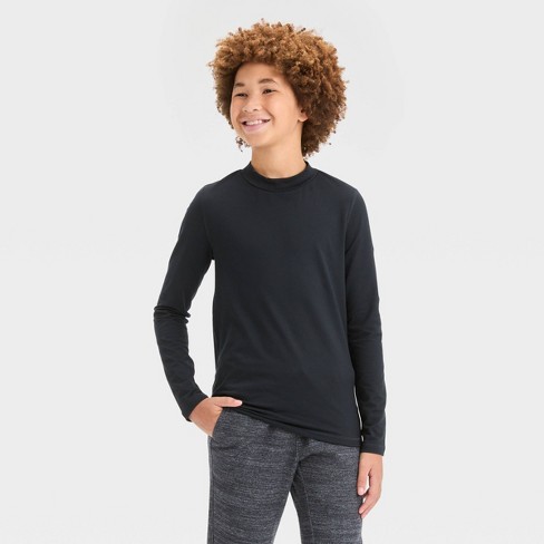 Boys' Long Sleeve Fitted Performance Mock Neck T-shirt - All In Motion ...
