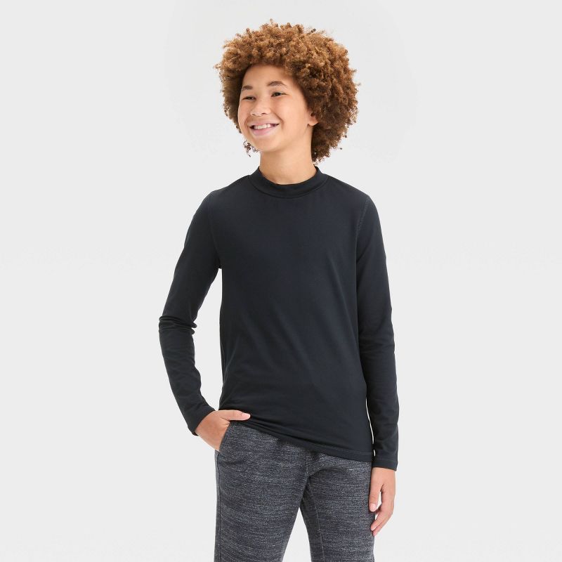 Boys' Long Sleeve Fitted Performance Mock Neck T-Shirt - All In Motion™, 1 of 4