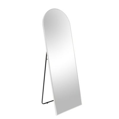 White 63x20 inch metal arch stand full length mirror.