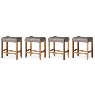 Carte: A La Carte Home Harper Backless Kitchen Stool in Vegan Leather Upholstered Seat, Set of 4