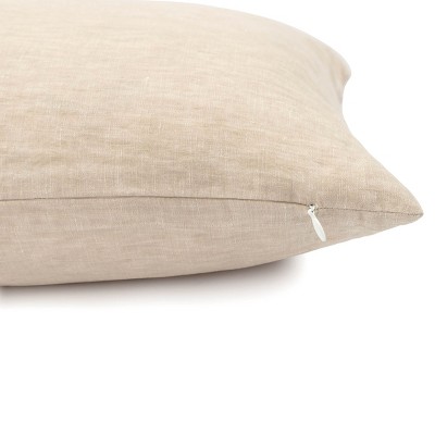 French Linen Beige Lumbar Decorative Throw Pillow 22" x 15"