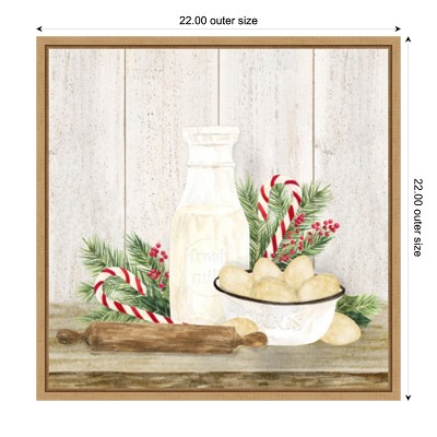 Christmas Kitchen II Earth Tones Canvas Print with Maple Frame