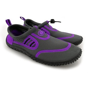 Hardcore womens water shoes; Quick drying aqua socks for barefoot running, swimming, poolside fun at the water park, camping, yoga - 1 of 4