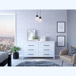 CAVINAS 6 Dresser for Bedroom with Black Metal Handle Design,Freestanding Modern Chest of Drawers,Freestanding Dresser for Bedroom - 1 of 4