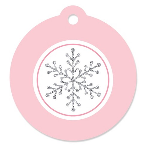 Big Dot of Happiness Pink Winter Wonderland - Holiday Snowflake Birthday Party or Baby Shower Favor Gift Tags (Set of 20) - image 1 of 4