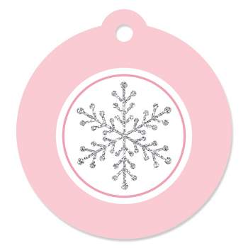 Big Dot of Happiness Pink Winter Wonderland - Holiday Snowflake Birthday Party or Baby Shower Favor Gift Tags (Set of 20)