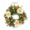 36 in Large Prelit Christmas Wreaths for Front Door, Weather Resistant Winter Wreath with LED Lights & Red Bow for Fireplace Garage Gates, Green - 4 of 4