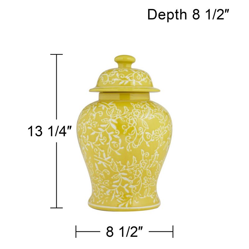 Dahlia Studios Floral Yellow and White 13" High Decorative Jar with Lid, 4 of 7