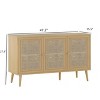 Fontoi Decorative Storage Cabinets, Sideboard Buffet Cabinet with 3 Rattan Doors, Modern Bar Cabinet for Kitchen Entryway, Brown, 15.5"*27.6"*47.2" - 2 of 4