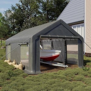 GustoWave Heavy Duty 12x20 Ft Carport with Roll-Up Windows for Car Truck - 1 of 4