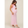 PinkBlush Pink Striped Ribbed Sleeveless Maternity Maxi Dress - 3 of 4