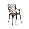 Costway Outdoor Cast Aluminum Arm Dining Chairs Set of 2 Patio Bistro Chairs, Brown - 2 of 4