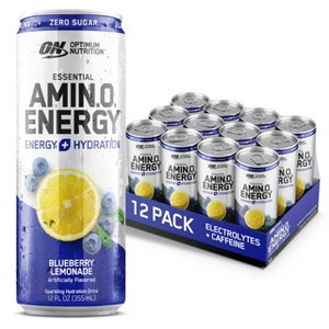 Optimum Nutrition Amino Energy Sparkling Hydration Drink, Blueberry Lemonade - 12 Fl Oz (Pack of 12) - 1 of 4