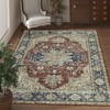 9x12 Washable Rug – Vintage Distressed Low Pile Ultra-Thin Non-Slip Non-Shedding Foldable Accent Carpet for Bedroom, Living Room, Red - 3 of 4