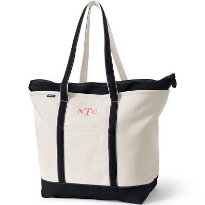 Lands' End Extra Large Zip Top Canvas Tote Bag