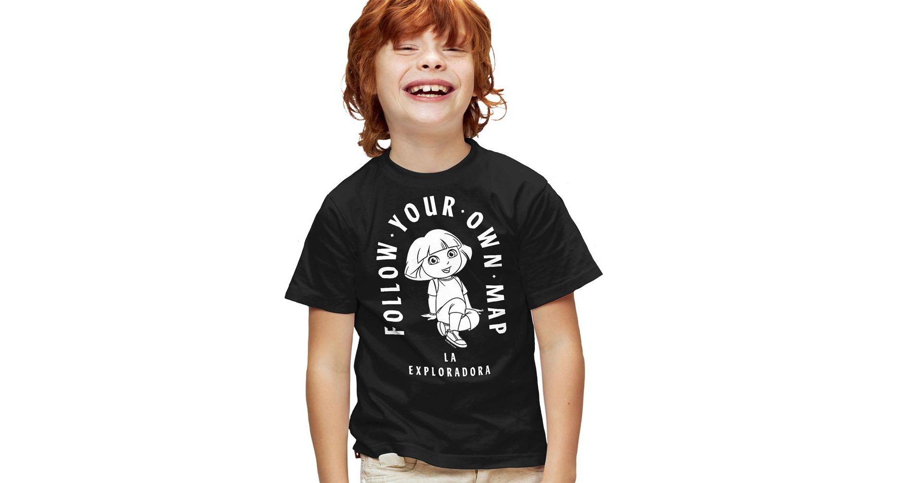 Boys' Dora The Explorer Follow Your Own Map T Shirt Black Large