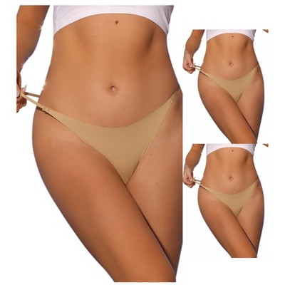 Allegra K Women's Breathable Comfortable Soft Elasticity Low Waist Thongs 3 Packs