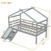 NicBex Twin Size Loft Bed with Slide & Ladder,Low Loft Bed Frame with Guardrails & House Roof Frame,Bed Frame for Kids,Box Spring Not Required,Grey - 3 of 4