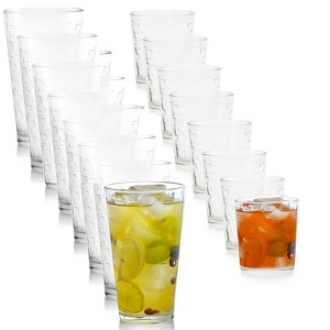 Gibson Home Great Foundations 16 Piece Tumbler and Double Old Fashioned Glass Set in Square Pattern - 1 of 4
