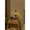Kafthan 14.5 in. Handmade Turquoise Circles Mosaic Glass Table Lamp with Brass Color Metal Base - 3 of 4