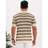 Men's Wave Hollow Out Short Sleeve Button Down Striped Knit Shirts - 3 of 4