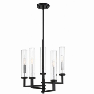 Folsom Matte Black and Chrome 5-Light Chandelier