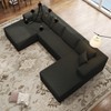 SYFERLORY 140.5" Cloud Sectional Couch with U-Shape Chaise,Modern Modular Sofa with Deep Seat, Black (Chenille Fabric) - 3 of 4