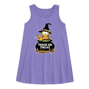 Girls' - Garfield - Trick Or Treat Graphic Sleeveless Aline Dress - 1 of 3