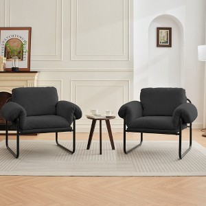 Hyleory Moore Metal Lambswool Upholstered Accent Chair for Bedroom Reception Area Reading Room Living Room(set of 2) - 1 of 4