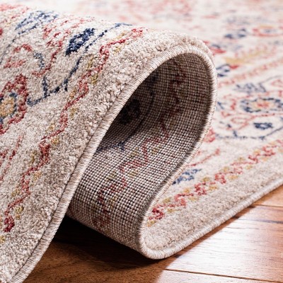 Charleston Heirloom-Style 59" Round Beige Synthetic Area Rug