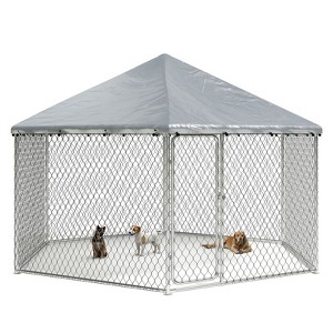 XBRIGH 6.8x6.8 FT Extra Large Outdoor Dog Kennel,Heavy Duty Outdoor Dog Enclosure with Waterproof and Security Lock,Galvanized Link Hexagonal Dog Cage - 1 of 4