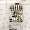 YIGII-Corner shower rack, bathroom organizer, adhesive shower rack, bathtub shelf, 3-piece set of diamond free shower rack - 3 of 4