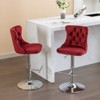 FONTOI 2 PCS Upholstered Barstools with Adjusatble Seat Height, Swivel Bar Stools with Backs for Living Room Kitchen, Red&Silver, 17.1"*45.6"*18.1" - 2 of 4