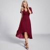 Elegant V Neck A Line Ruffle Sleeves Pleated High Low Wedding Guest Dresses - 4 of 4