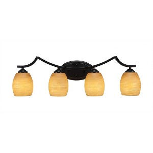 Toltec Lighting Zilo 4 - Light Vanity in  Matte Black with 5" Cayenne Linen Shade - 1 of 1