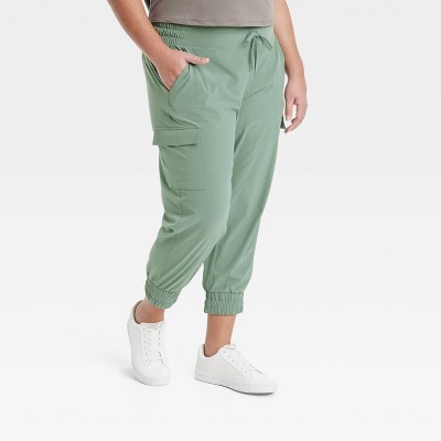 Medium - Womens Knit Mid-Rise Jogger Pants - All in Motion - Olive Green 