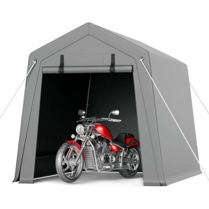 Heavy-Duty Portable Carport with Roll-Up Zipper Door, Waterproof Garage Storage Shed for Motorcycles, Bikes, Firewood and Outdoor Tools - 1 of 4