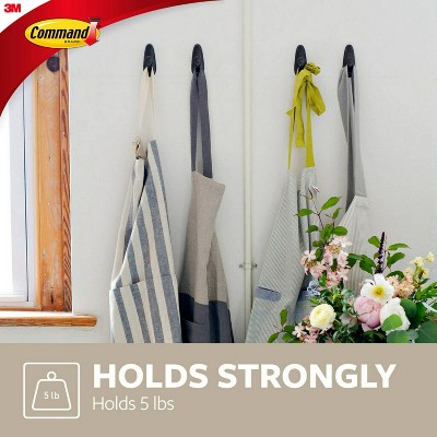Medium Brushed Nickel Metal Wall Hooks with Adhesive Strips
