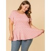 Agnes Orinda Women's Plus Size Polka Dots Fashion Workout Elegant Short Sleeves Peplum Top - 4 of 4