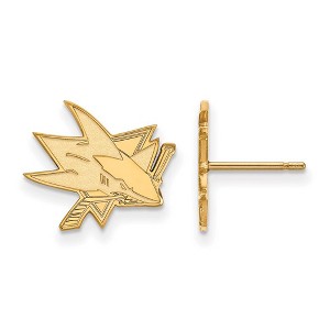 Black Bow Jewelry 14k Yellow Gold San Jose Sharks NHL Stud Earrings - 1 of 3