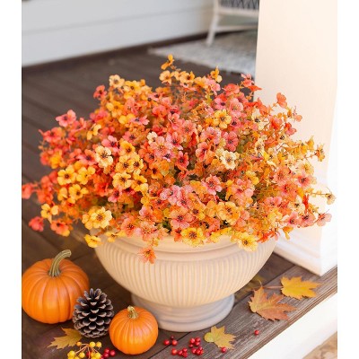 Artificial Flowers for Outdoor Indoor Garden Home Decoration, Faux Flower Daisy with Eucalyptus Leaves Fake Plants Greenery Boxwood Porch Patio