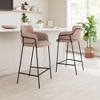 Shearling Fabric Barstool 40.6" H, Brown with Black Steel Legs by Zuo Modern (Set of 2) - 2 of 4
