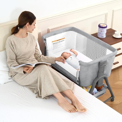 MYKKO 3 in 1 Baby Bassinet, Rocking Bassinets Bedside Sleeper, One-Second Convert Travel Portable Bassinet