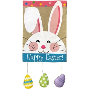 Happy Easter Bunny Burlap House Flag Eggs Holiday 28" x 40" Briarwood Lane - 1 of 4