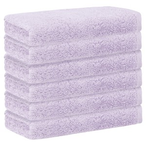 Unique Bargains Hotel Spa Bathroom Highly Absorbent Quick Drying Solid Cotton Washcloths 6 Packs - 1 of 4
