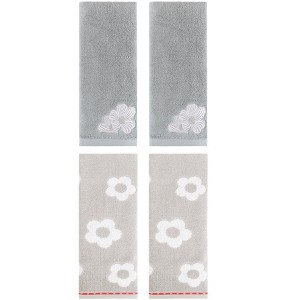 REGALWOVEN 4 Pcs Cute Floral Pattern Cotton Bathroom Soft Absorbent Hand Towel - 1 of 4