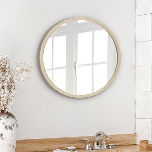 Americanflat 20" Framed Dark Oak Round Mirror - Circular Mirror for Wall Decor - Large Round Mirror for Bathroom, Bedroom, Entryway, and Living Room - 1 of 4